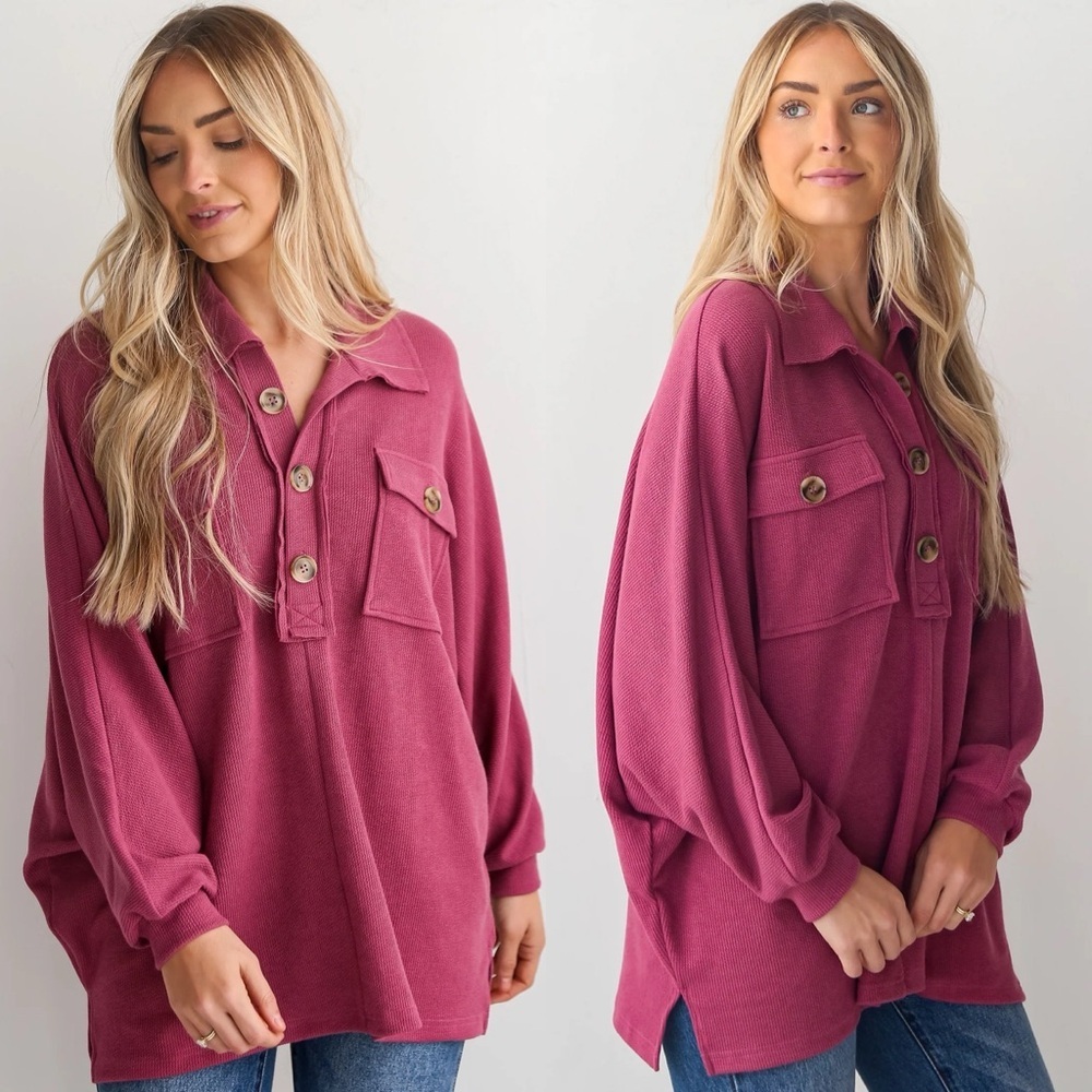 Jade by Jane Oversized Henley Top